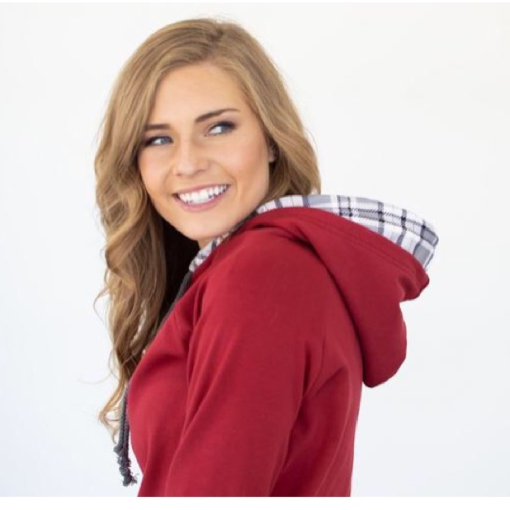NWT. Cranberry & Plaid Hoodie w/thumb holes - Picture 3 of 3
